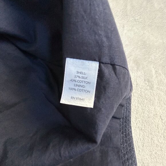 J. Jill Womens XL Ink Blue Silk & Cotton Textured Jacket Two-Button Pockets New - Picture 4 of 9